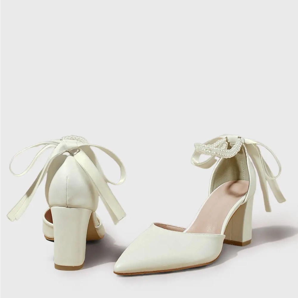 Azazie PEARL BOW ANKLE STRAP PUMPS - Picture 11 of 11